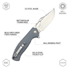 GT-T0050-1 Ball Bearing Folding Knife 14C28N Stonewash G10 Carbon Fiber Handle EDC Pocket Knife GT-T0050-1 Ball Bearing Folding Knife 14C28N Stonewash G10 Carbon Fiber Handle EDC Pocket Knife
