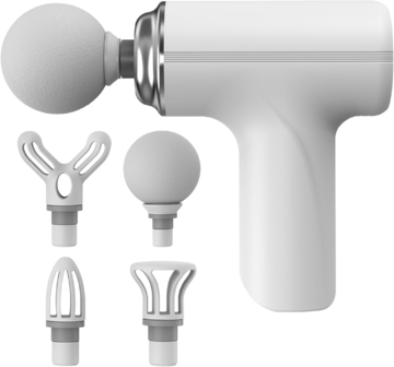 High-Speed Portable Electric Handheld ABS Body Massage Gun 6 Speed Deep Tissue Percussion 4 Massage Heads Timing Control 6-8H