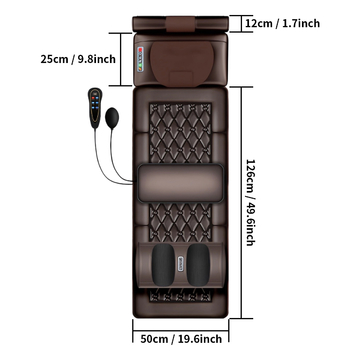 Luxury Foldable PU Leather Massage Mattress – Heated Dual-Massage Modes (Vibration + Kneading) for Ultimate Full-Body & Foot Relaxation