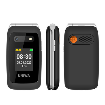 UNIWA V202T Black Old Person Smart Phone 1450mAh SOS Button High Strength