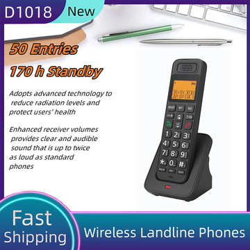 D1018 Low Radiation LCD Wireless Fixed Phone with Hands Free Call Function for Office or Home