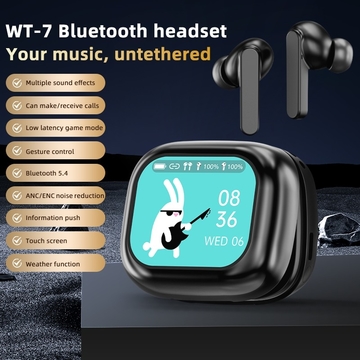 New Full In Touch Screen Headphone ANC WT-7 Bluetooth5.4 Wireless InEar ENC Earbuds With Mic