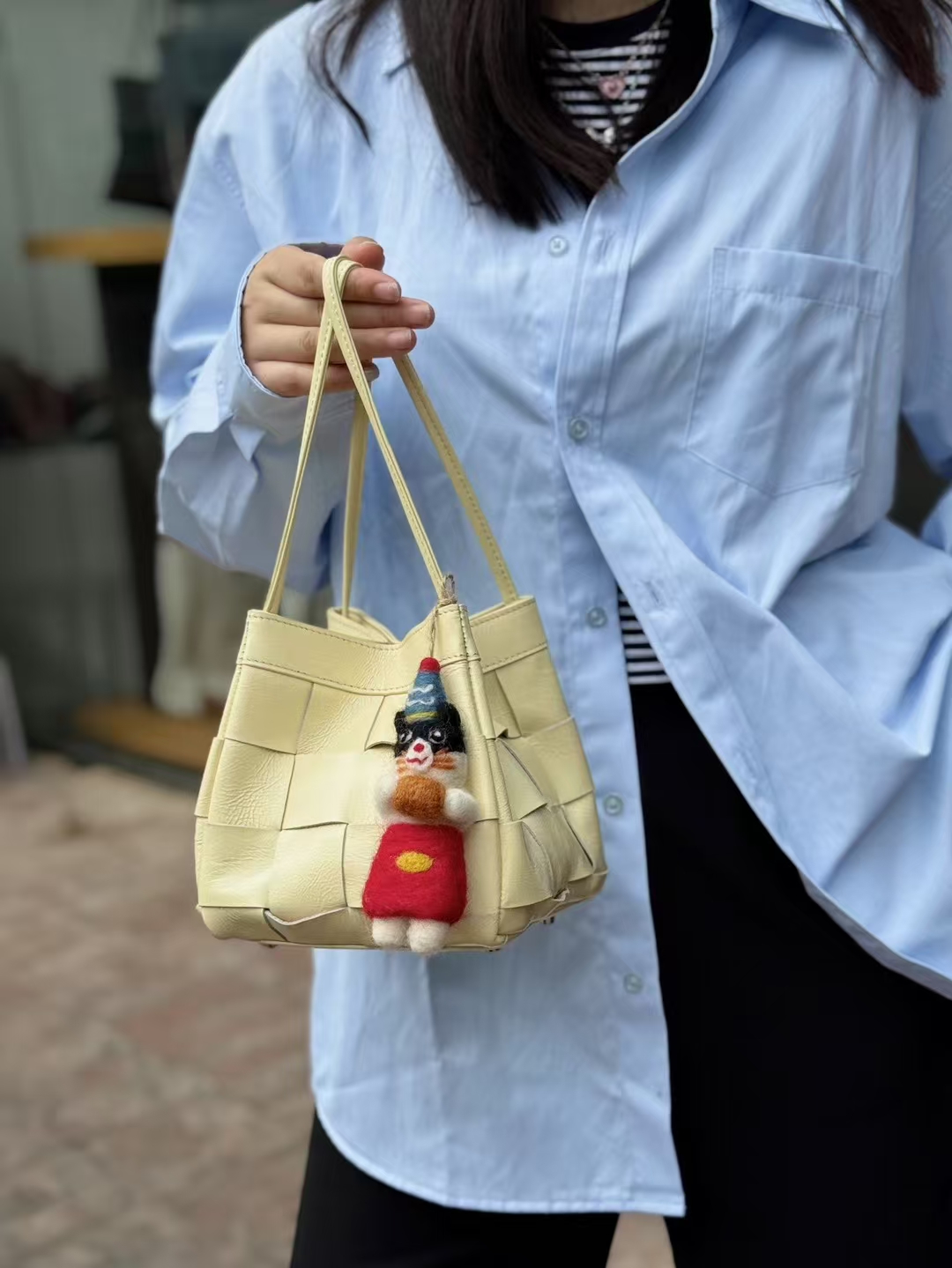 Top-Grain Oil-Waxed Cowhide Woven Small Square Bag genuine leather shoulder bag Cross body bag