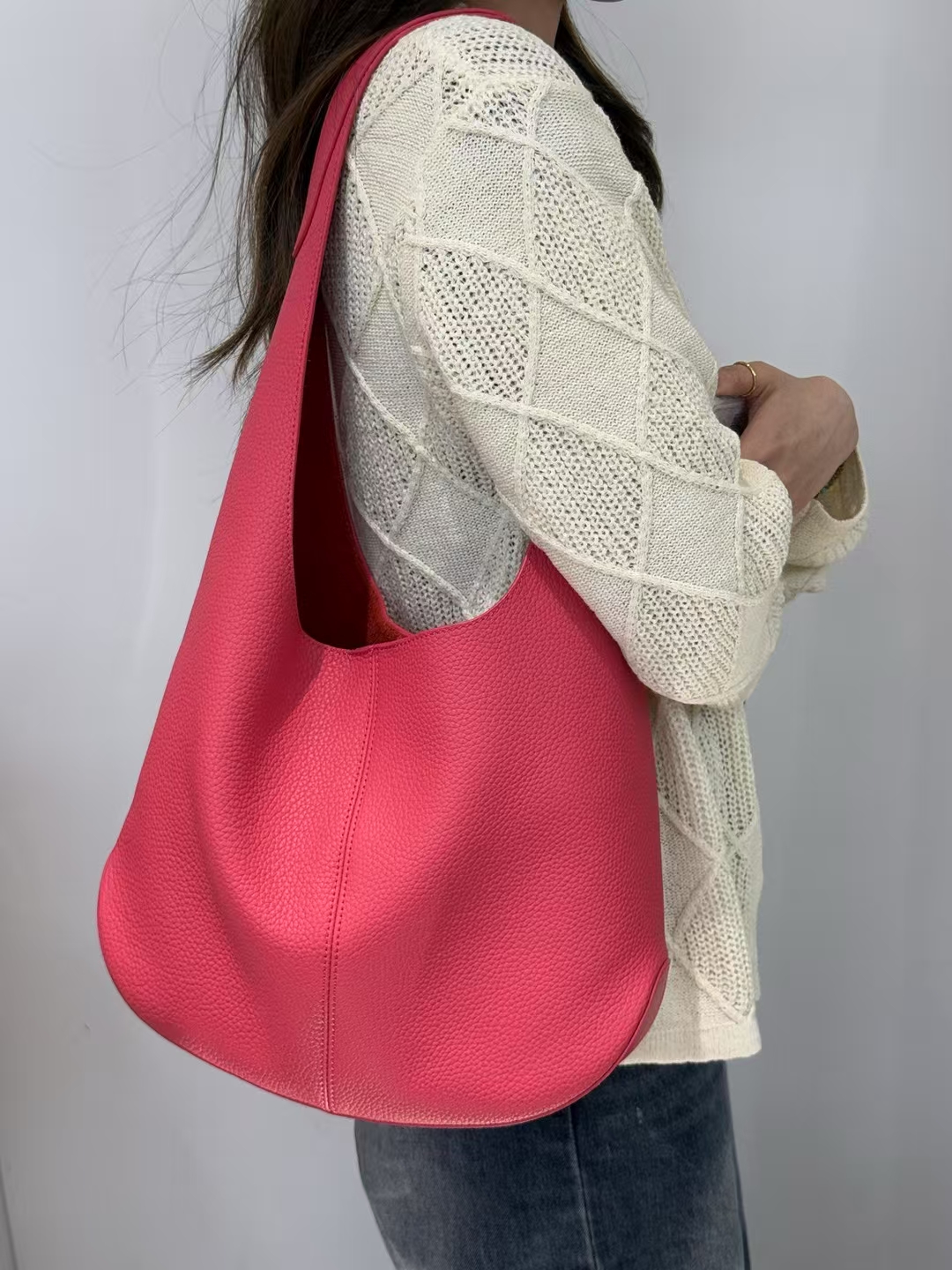 Genuine Leather Lazy Style Large-capacity Tote Bag women's shoulder bag