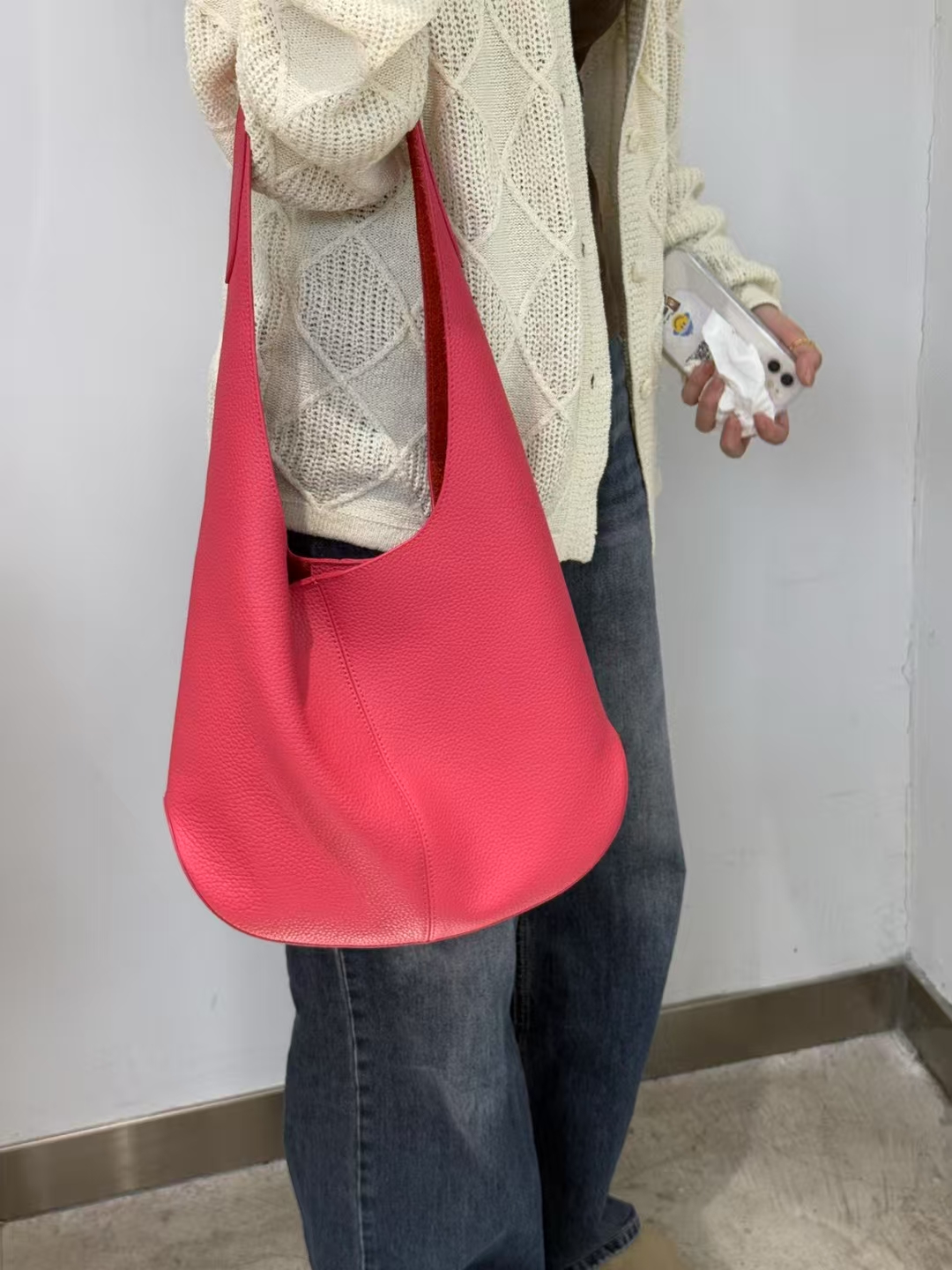 Genuine Leather Lazy Style Large-capacity Tote Bag women's shoulder bag