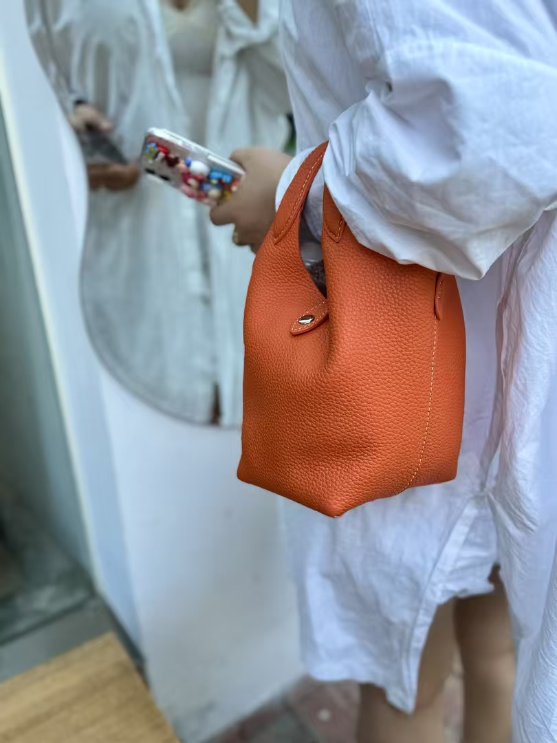 Top-Grain Full-Grain Cowhide genuine leather Basket Tote Bag (with Inner Pouch) shoulder bag crossbody bag handbag