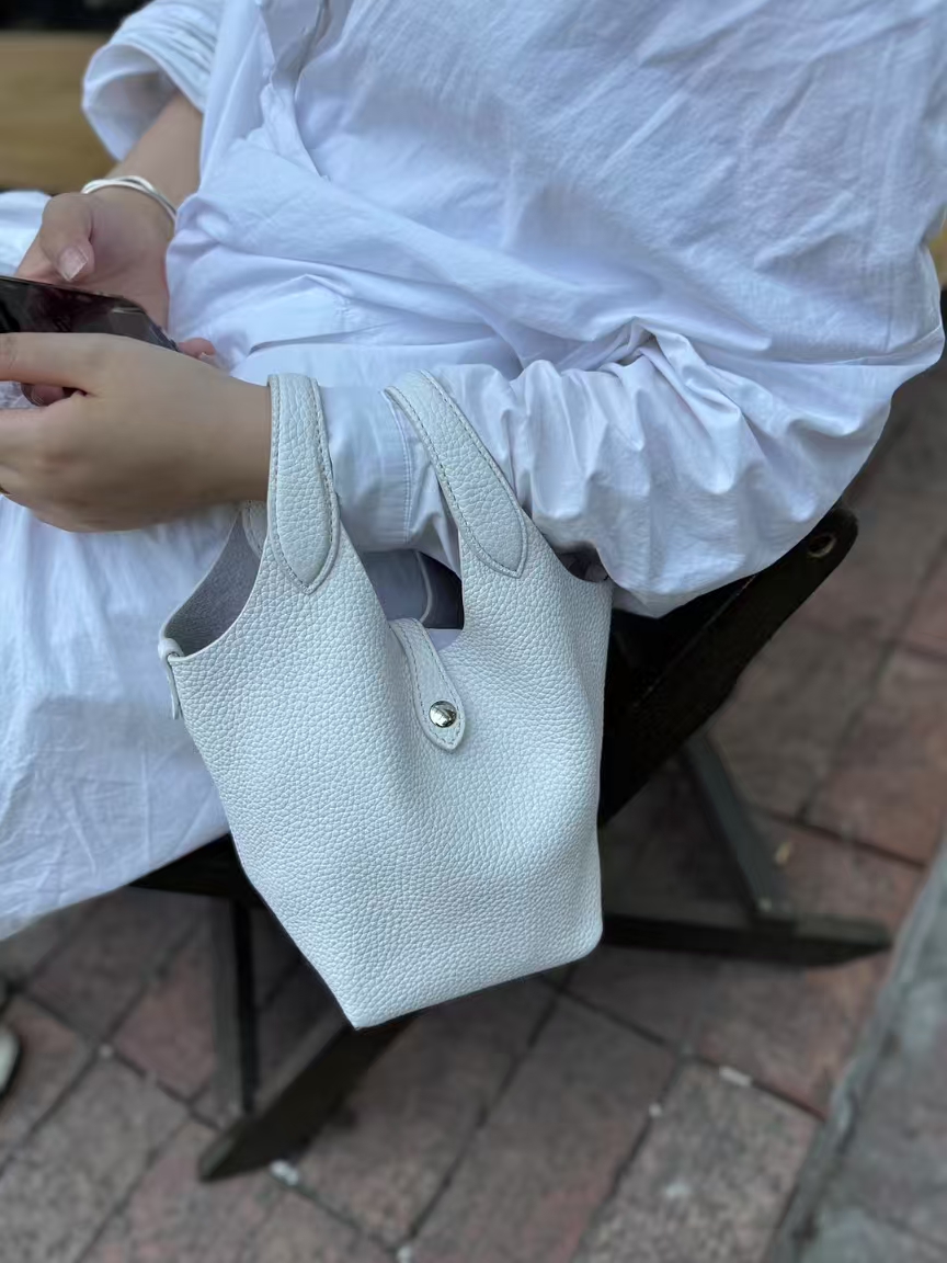 Top-Grain Full-Grain Cowhide genuine leather Basket Tote Bag (with Inner Pouch) shoulder bag crossbody bag handbag