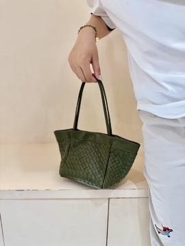 Sheepskin Woven Small Square Bag genuine leather Vegetable basket handbag should bag crossbody bag