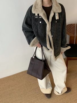 Top-Grain Cowhide Large Square Tote Basket Handbag genuine leather shoulder bag crossbody bag