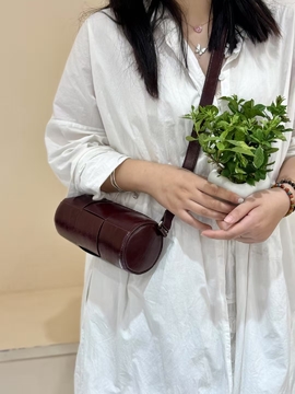 Top-Grain Oil-Waxed Cowhide Woven genuine leather Bucket Bag mini crossbody bag for women