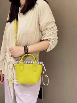 Full-Grain Top-Grain Cowhide with Striped Canvas Bag genuine leather mini shoulder crossbody bag
