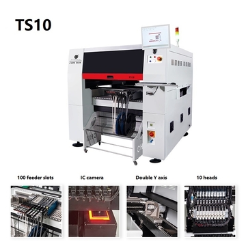8 Heads 100 Feeders TS10 SMD SMT Pick and Place Machine, Auto PCB Assembly Line