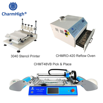 chmt48VB smt pick and place machine, stencil printer 3040, BRT-420 reflow oven