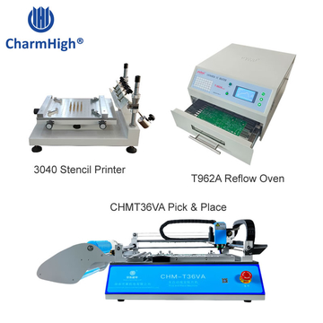 chmt36va smt pick and place machine, stencil printer 3040, T962A reflow oven