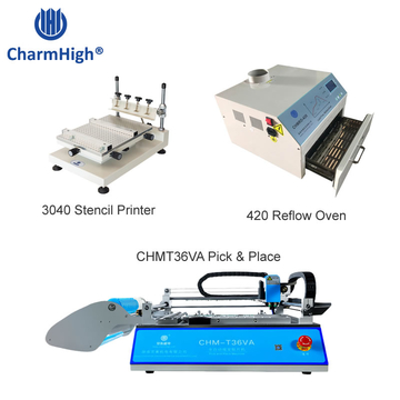 chmt36va smt pick and place machine, stencil printer 3040, BRT-420 reflow oven