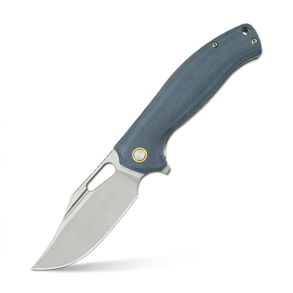 Tunafire Knife Flipper Folding Knife 14C28N Stonewash Blade Ball Bearing Blue G10 Handle EDC Outdoor Survival Tool GT-T0050-1