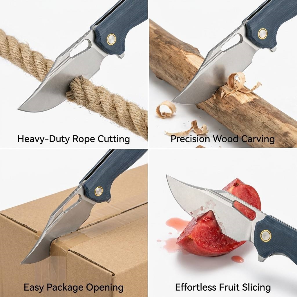 Tunafire Knife Flipper Folding Knife 14C28N Stonewash Blade Ball Bearing Blue G10 Handle EDC Outdoor Survival Tool GT-T0050-1