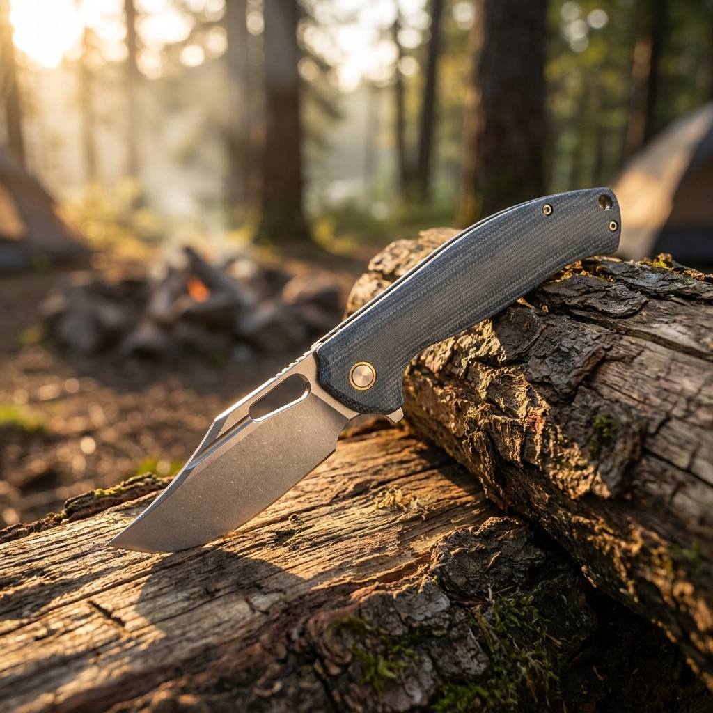 Tunafire Knife Flipper Folding Knife 14C28N Stonewash Blade Ball Bearing Blue G10 Handle EDC Outdoor Survival Tool GT-T0050-1