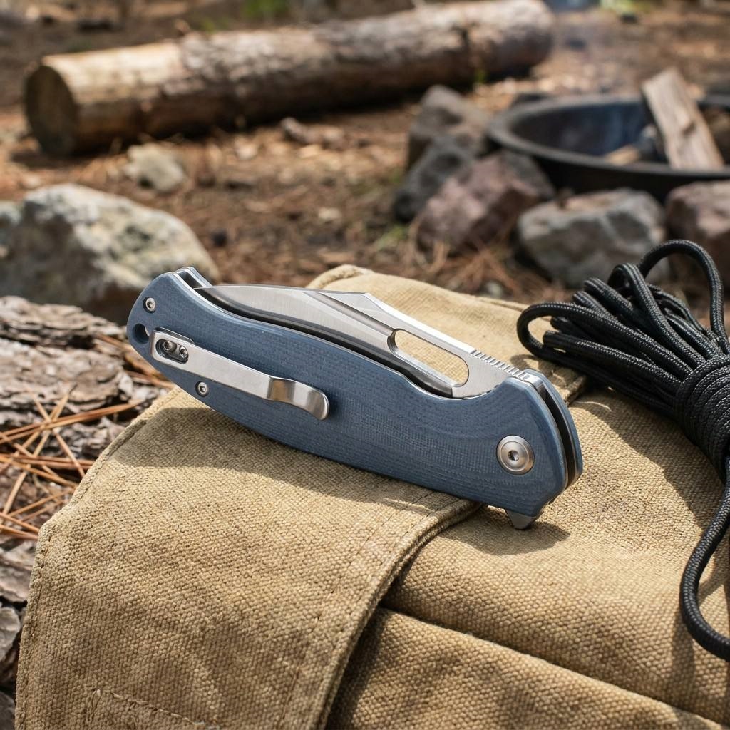 Tunafire Knife Flipper Folding Knife 14C28N Stonewash Blade Ball Bearing Blue G10 Handle EDC Outdoor Survival Tool GT-T0050-1