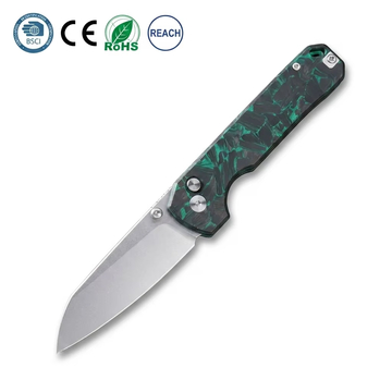 Tunaifire GT-T0070-3 VG10 Folding Knife | Luminous Carbon Fiber Handle, Stone Wash, Smooth Ball Bearing