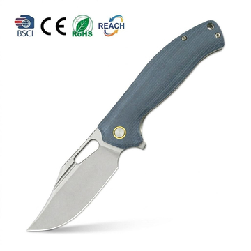 GT-T0050-1 Ball Bearing Folding Knife 14C28N Stonewash G10 Carbon Fiber Handle EDC Pocket Knife