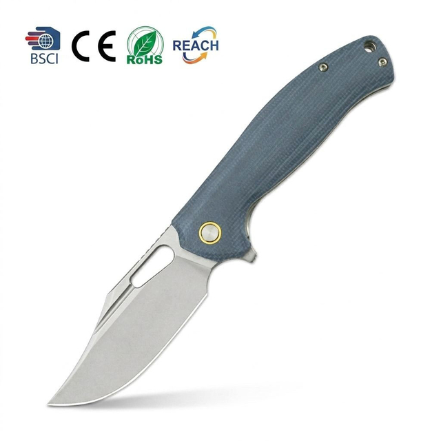 GT-T0050-1 Ball Bearing Folding Knife 14C28N Stonewash G10 Carbon Fiber Handle EDC Pocket Knife