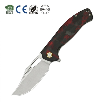 Lightweight GT-T0050-1 Tactical EDC Knife 14C28N Steel Carbon Fiber Handle For Outdoor