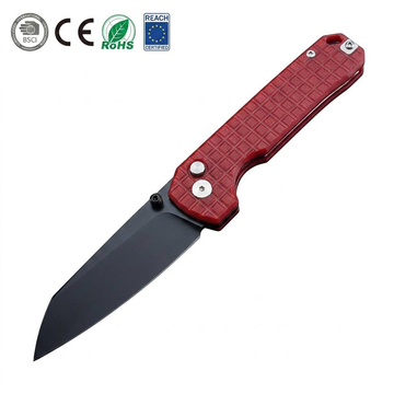 Tunafire knife GT-T0070-4 Titanium platin VG10 Blade Ball Bearing Folding Knife Button lock Red G10 Handle Outdoor Defense Tool