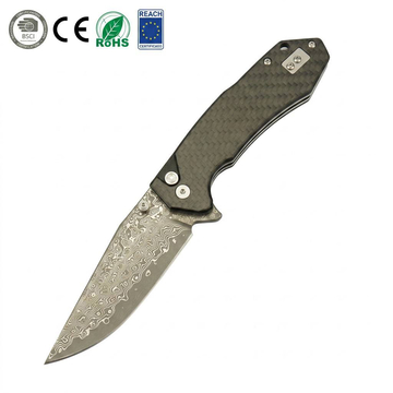 High Hardness Damascus Steel Pocket Knife GT-T0034-1 Button Lock G10 Handle Perfect Flipper Knife