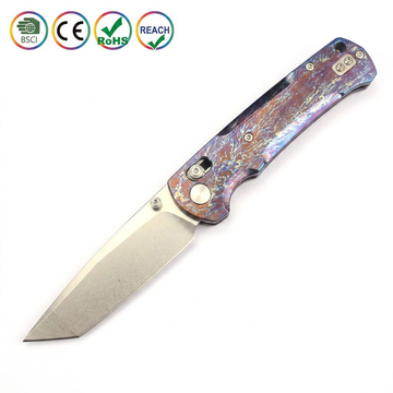 CNC Machined Anodized Titanium Knife GT-T0039-1 Stone Wash VG-10 Steel High Hardness Collectible EDC Knife Gift for Men