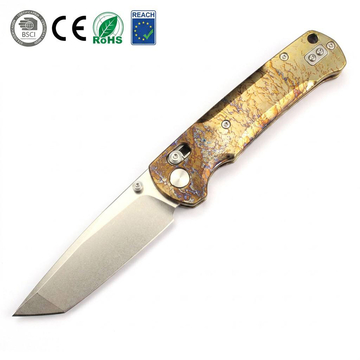 Lightning Pattern Anodized Titanium Style Folding Knife, VG-10 Stonewashed Blade 60-61HRC, Ceramic Ball Bearing Smooth Open, 111g Lightweight EDC Tactical Pocket Knife for Daily Carry Outdoor Cutting