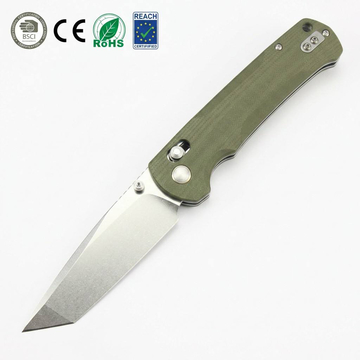 Tunafire Knife GT-T0041-1 Stone Wash14C28N Steel Blade G10 Green Handle Axial Lock Tactical Combat Folding Knife